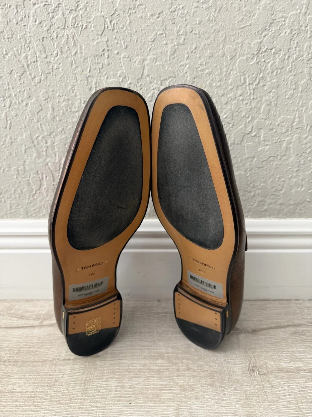 Tom Ford Bronze Embossed Leather Bit Loafers men 11.5